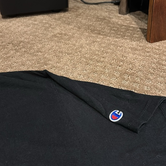 NWOT Champion Classic Black Cotton Blend T-Shirt With Script Logo Size XL - Picture 5 of 10